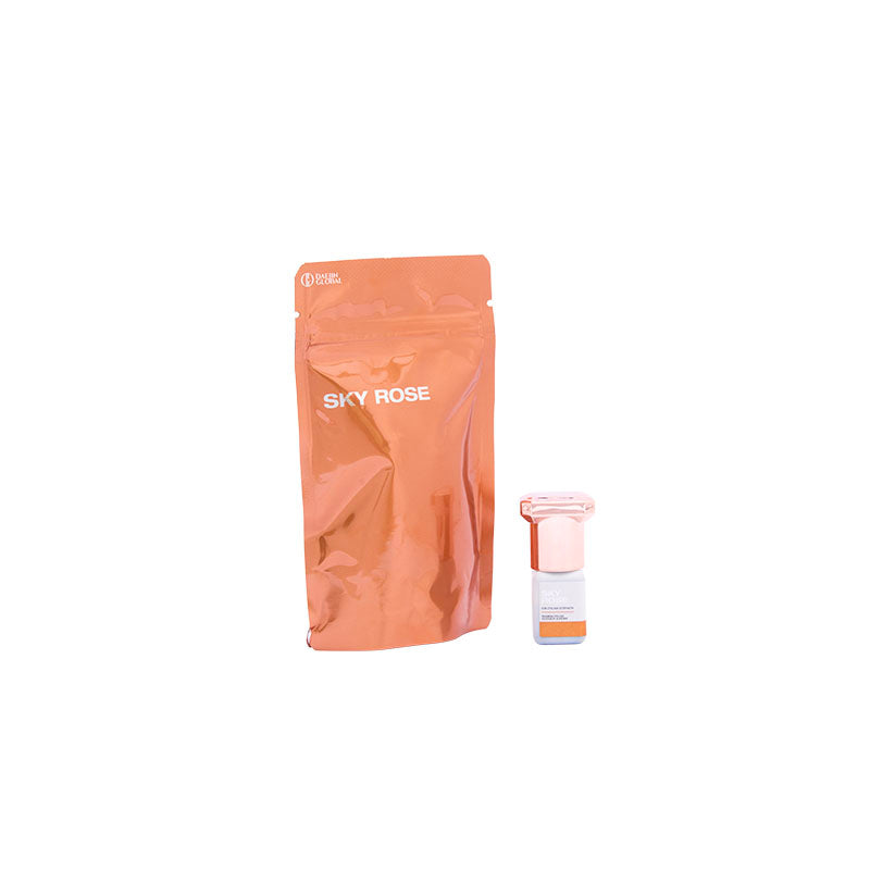 Adhesivo Sky Rose para extensiones de pestañas, frasco con tapa rosada