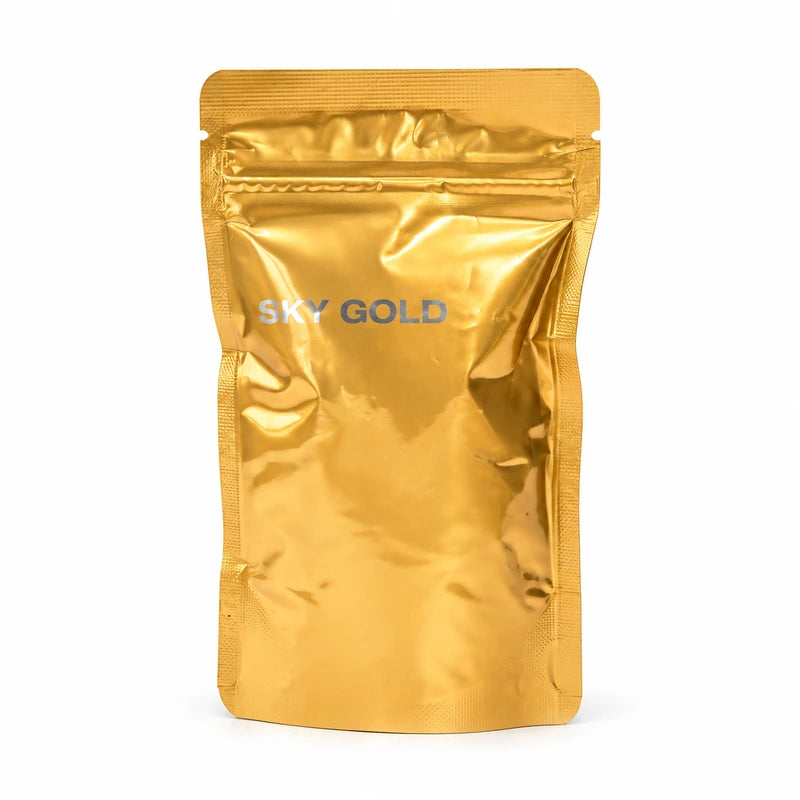 Adhesivo Sky Gold para extensiones de pestañas, frasco con tapa dorada