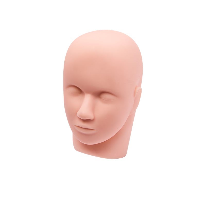 Cabeza de Práctica detalle frontal extensiones de pestañas MKPMU Colombia