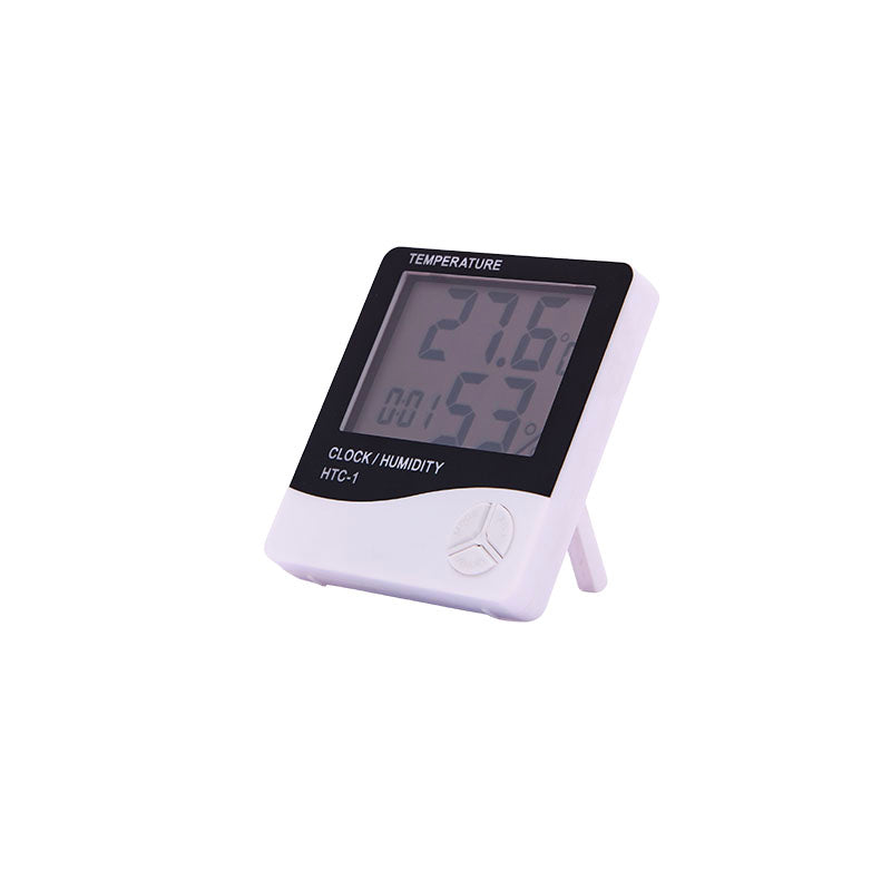 Higrómetro digital que mide temperatura y humedad en la cabina de pestañas